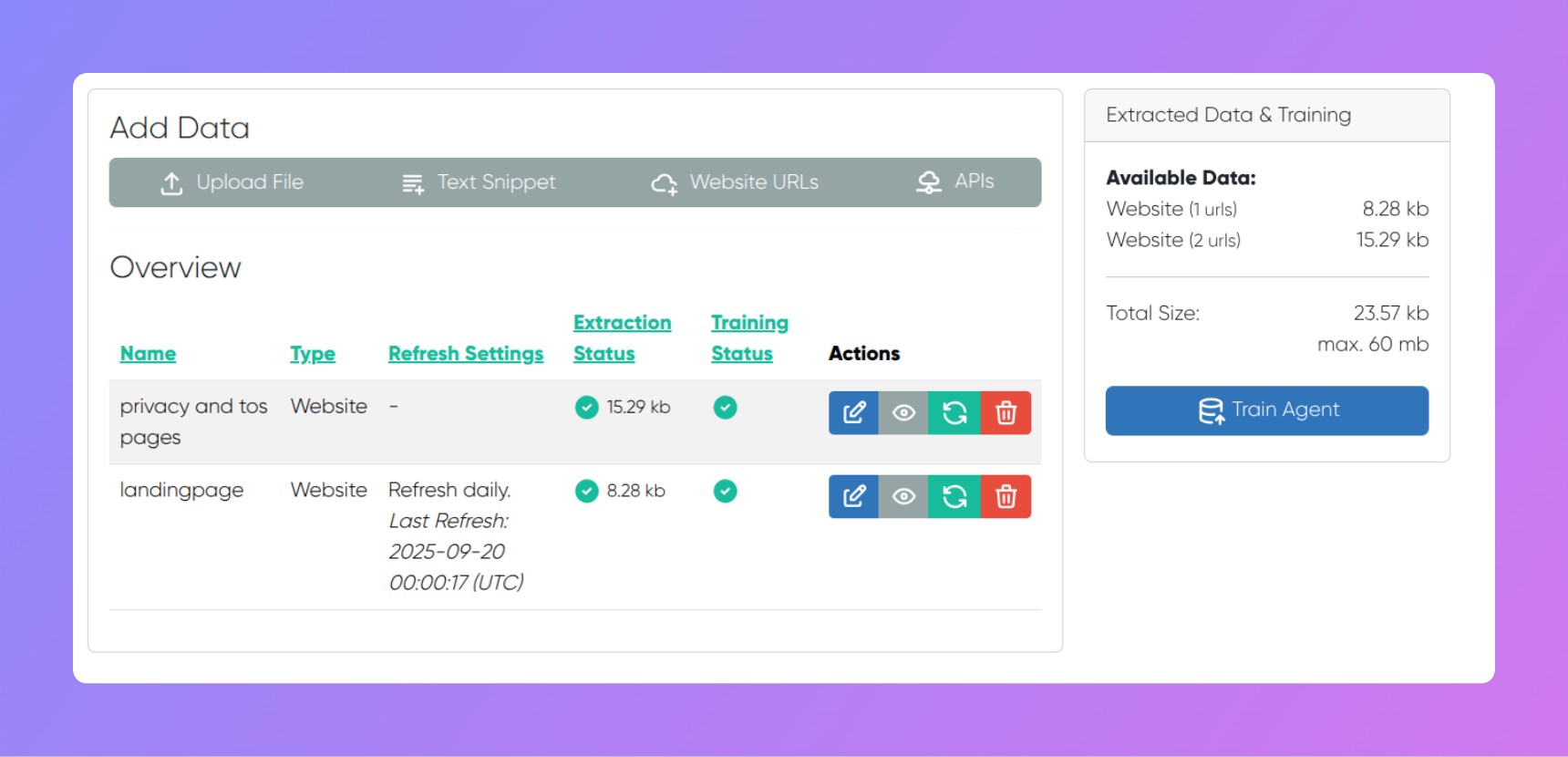 Connect your data screenshot